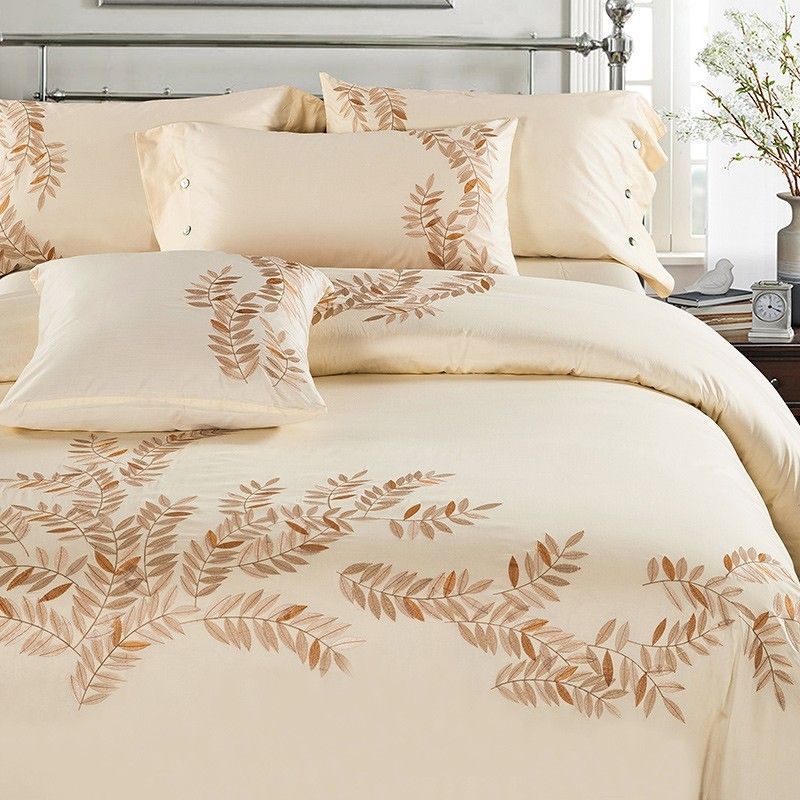 100 Egypt Cotton Coffee Bule Embroidery Luxury Oriental Bedding Set 100 Egypt Cotton Coffee Bule Embroidery Luxury Oriental Bedding Set King Queen Size Bed Duvet Cover Bedsheet Pillowcases Designer