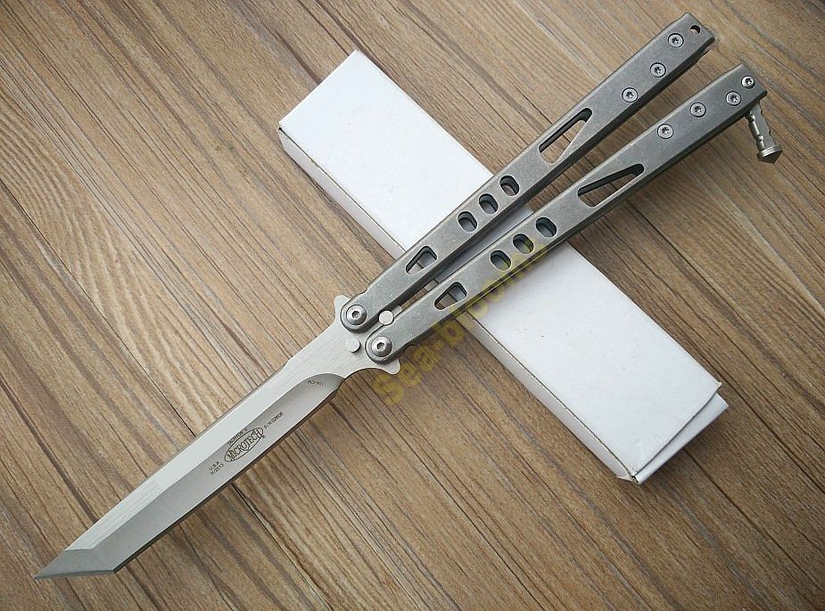 Microtech Tachyon II Tanto Balisong Butterfly Knife Satin Plain ... Microtech Tachyon II Tanto Balisong Butterfly Knife Satin Plain ...