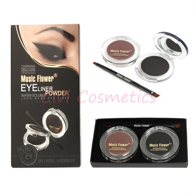 Best Seller Brown + Black Eyebrow Powder Make Up Water Proof And Smudge Proof Cosmetics Set Eye ...