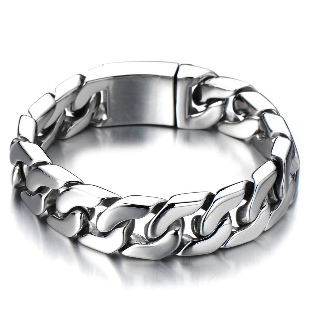 Cuban Chain Bracelet Men/ Stainless Steel Curb Chain Bracelet/Cool Mens ...