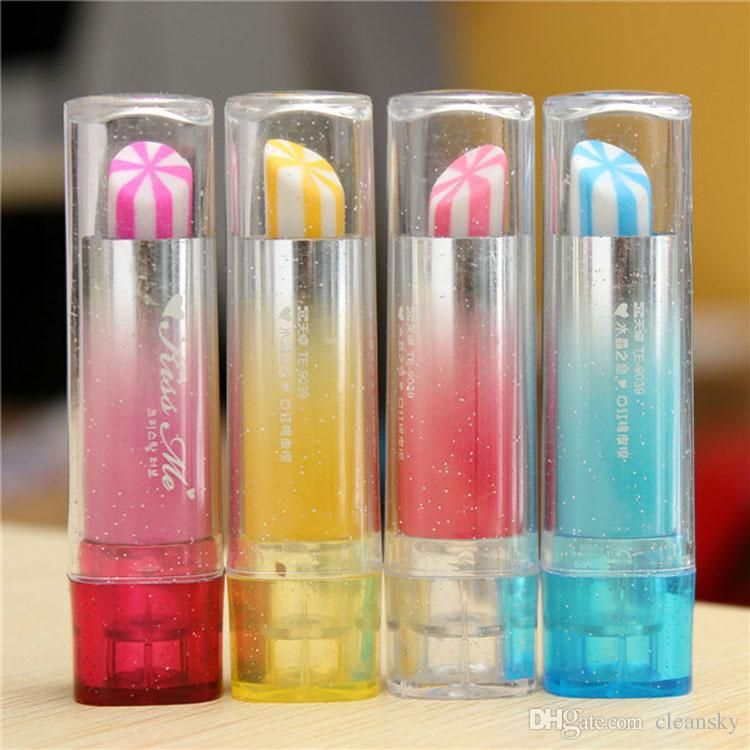 2020 2015 Hot Lipstick Shape Eraser Kids Cartoon Office Eraser Korean