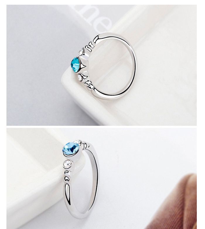 Koreansk stil mode diamant ringar med österrikiska kristall personlighet kvinnor ädelsten solitaire ring för bröllop