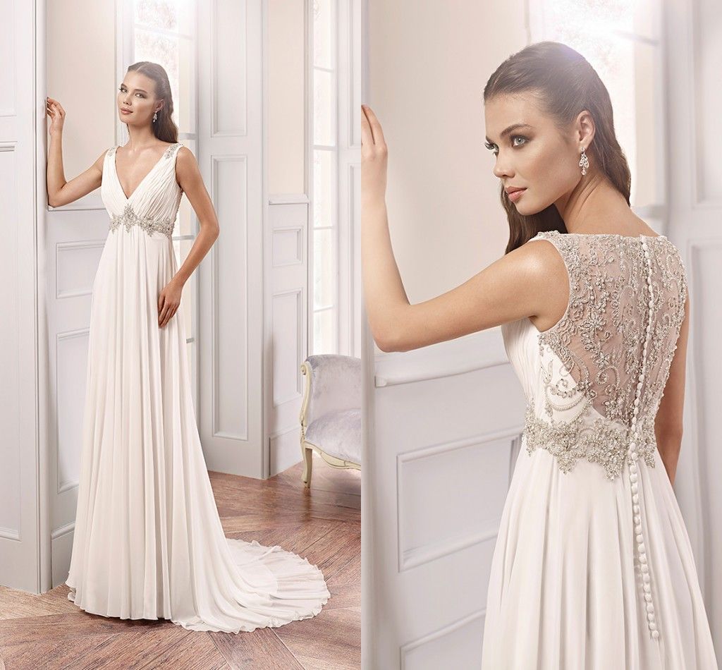 Maternity Wedding Dresses 2015 Sexy V Neck Beading Back Wedding Gown ...