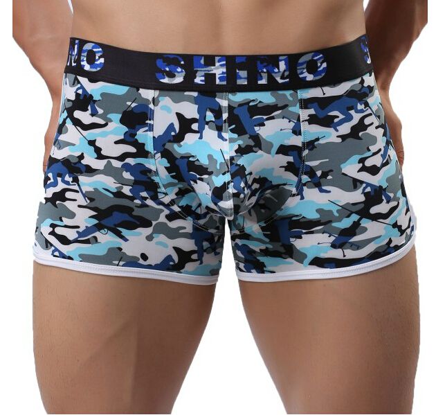 2021 Brand Body Comfortable Soft Silk Polyester Camouflage Polyester Mens Cool Underwear Boxers