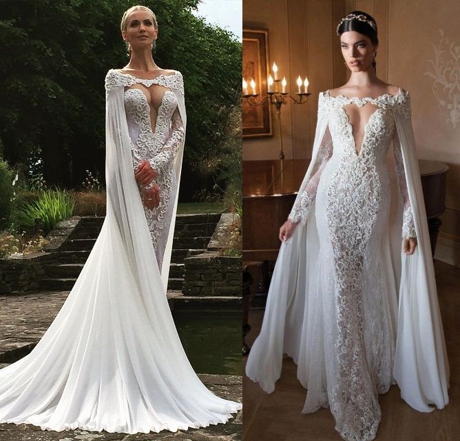 long sleeve wedding dress with cape