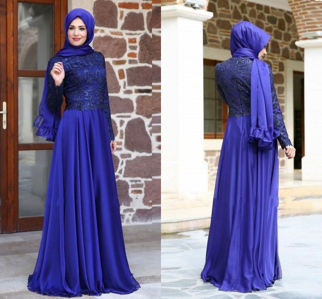 new design arabic dubai muslim evening dress 2015 royal blue lace