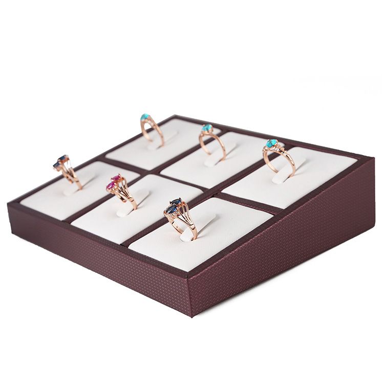 PU Leather Jewelry Ring Display Tray for Retail Store Counter Showcase