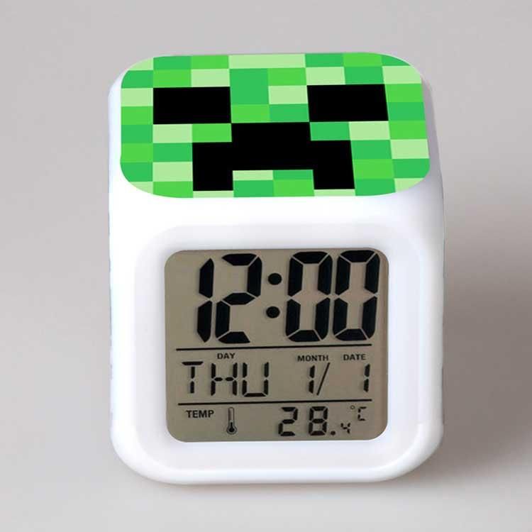 2021 Minecraft Design Alarm Clock LED Change Digital Alarm Clock Night