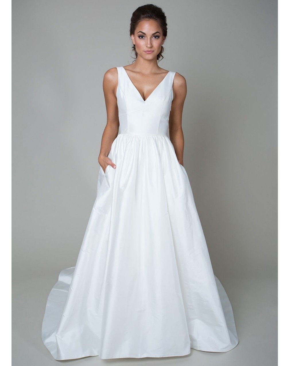 V-Neck Satin Wedding Dress