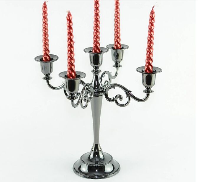 Wholesale And Retail Black Color 5 Arms Candelabra For Wedding Or
