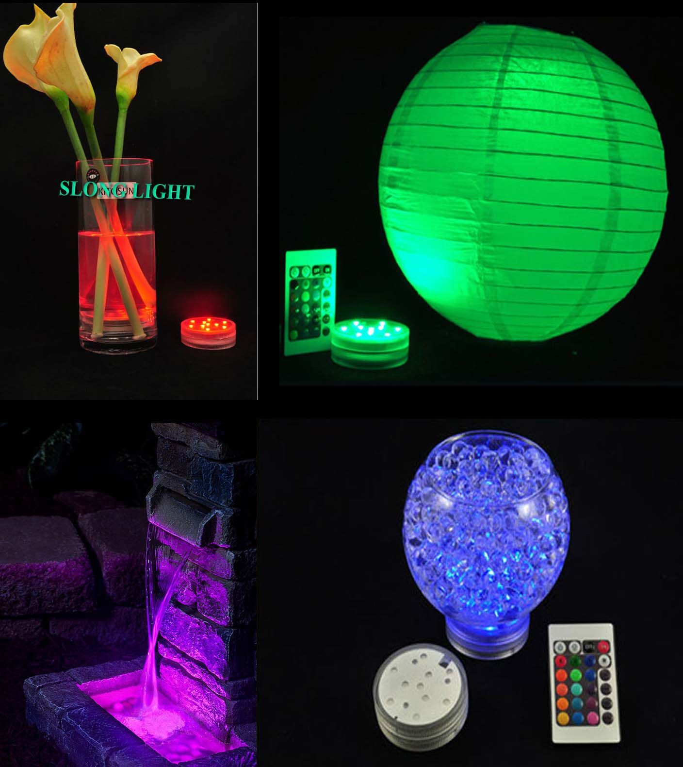 Rgb Multi Colors Remote Control Submersible Led Light Waterproof