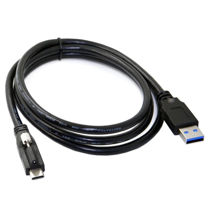 USB 3.1 Type C Male Locking Connector To Standard USB3.0 Male Data Cable 1.2m 4Ft With Panel
