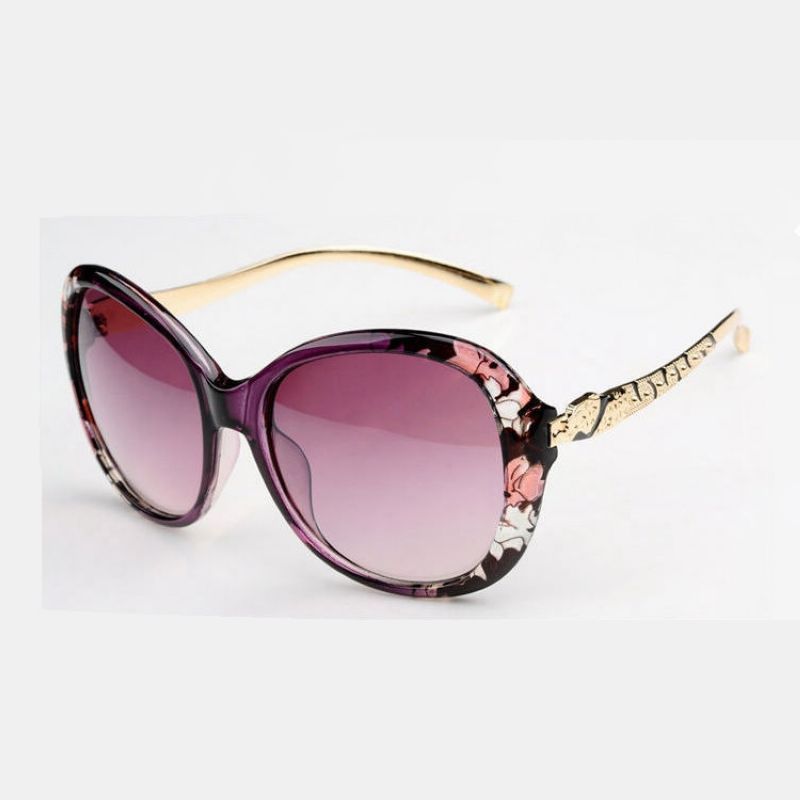 Classic Butterfly Sunglasses For Women Oversized Floral Frame Alloy