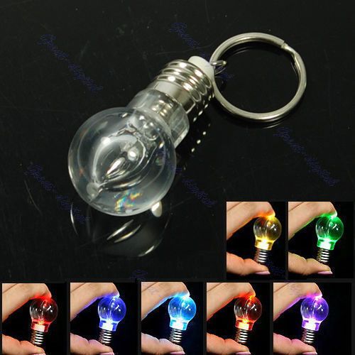 LED Flashlight Light Bulb Keychain Key Ring Lamp Torch Gift Cute Key