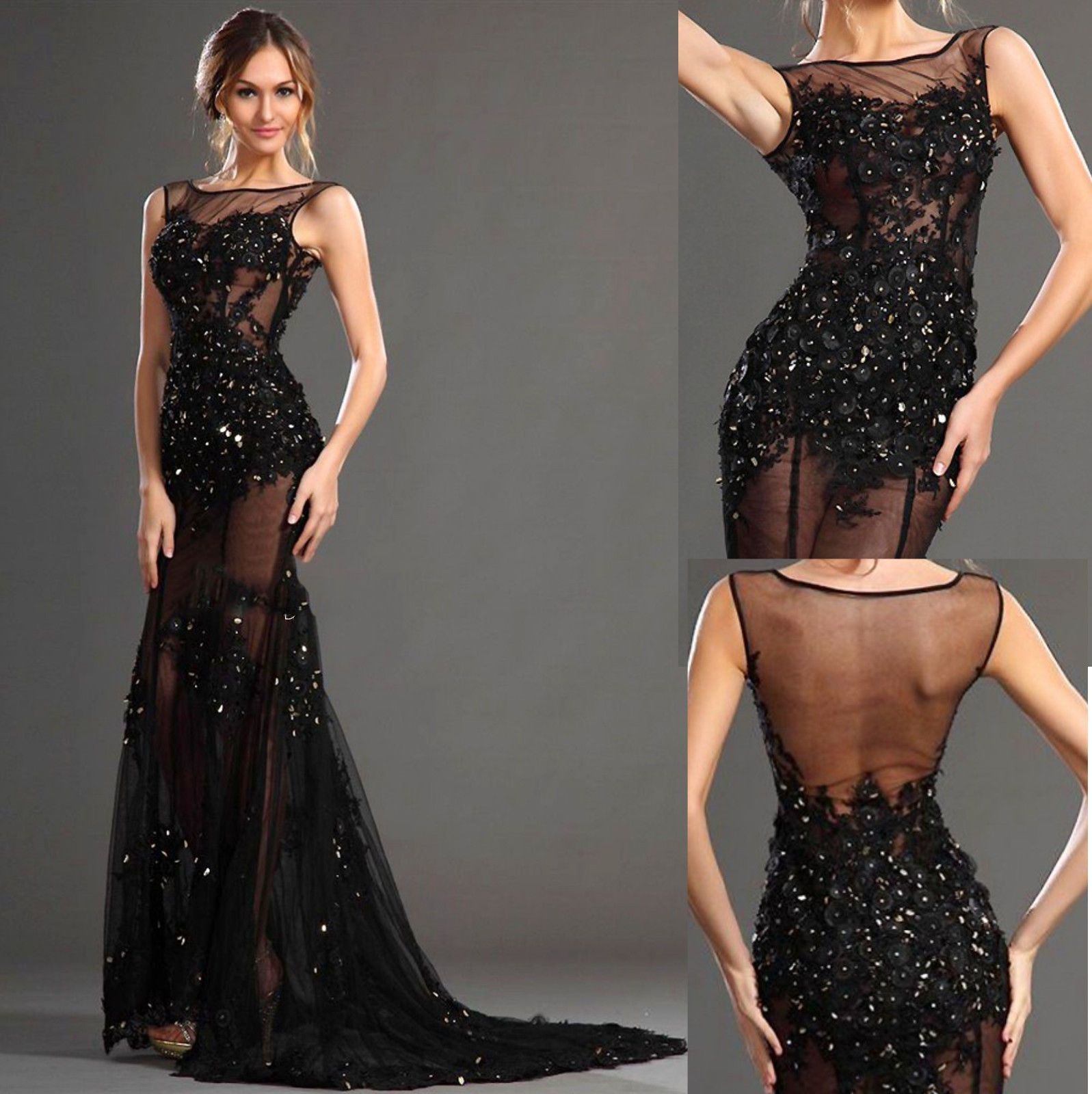beaded lace evening gowns
