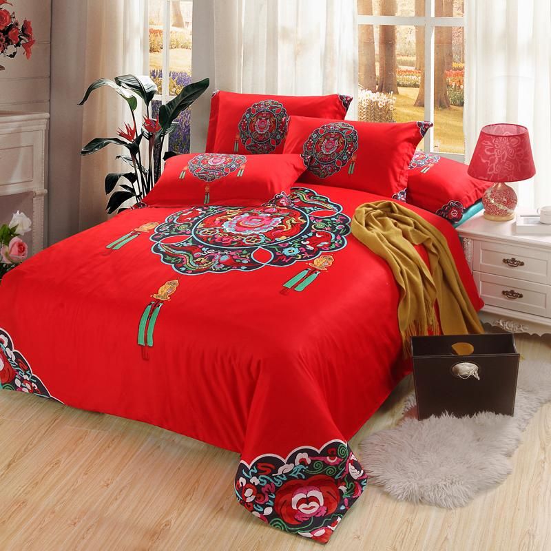 China Tang Dynasty Traditional Comforter Bedding Sets Home Textile 100 Cotton Queen King with