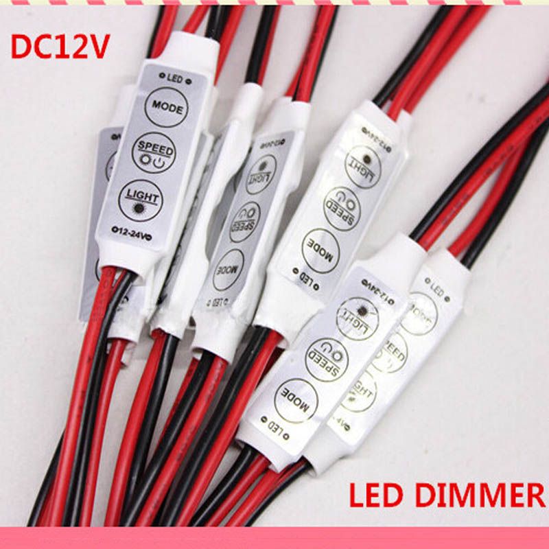 2019 Mini LED Dimmer Switch 12V Monochrome LED Light Bar Dimmer Controller Mini 3 Key Regulator