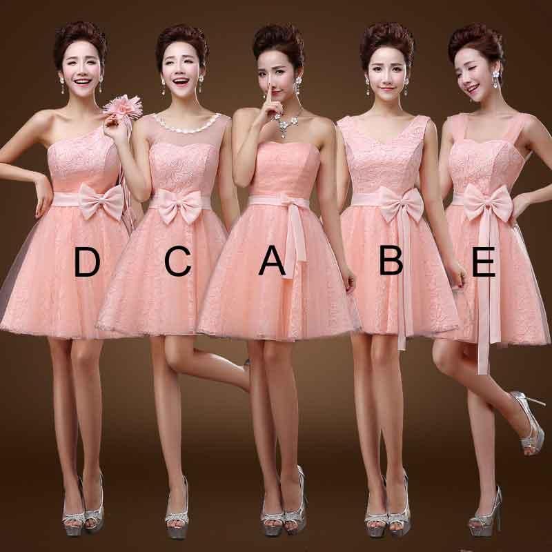blush pink bridesmaid dresses short
