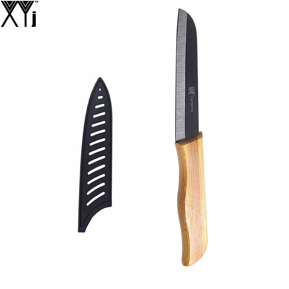 4 Santoku Kitchen Knife High Grade Black Blade Bamboo Handle