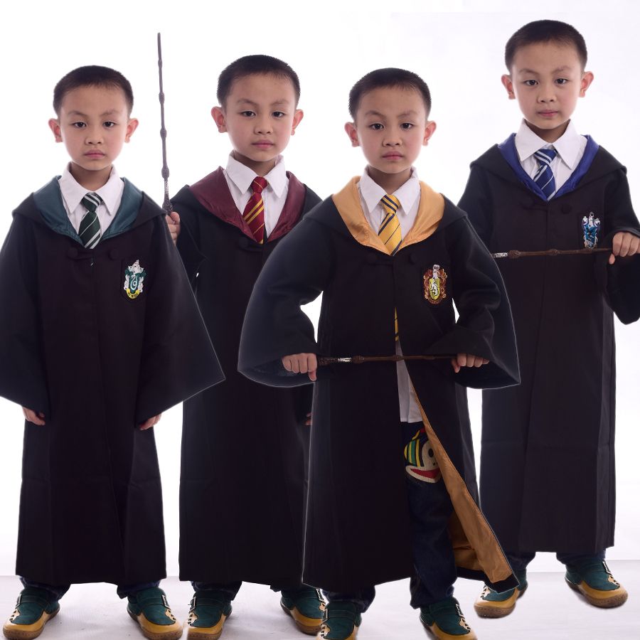 kids harry potter robe with necktie gryffindor hufflepuff slytherin ravenclaw school uniform cloak cape boys girls halloween clothes family costume themes