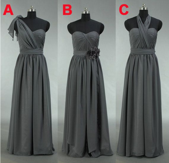 Long Grey Convertible Bridesmaid Dress