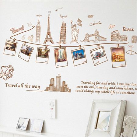 diy wall stickers euramerican style traveling around the world wall