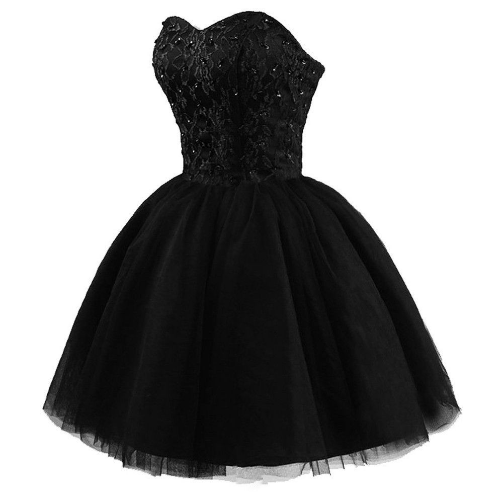 2015 Hot Selling Short Prom Dress Black Short Puffy Ball Gown ...