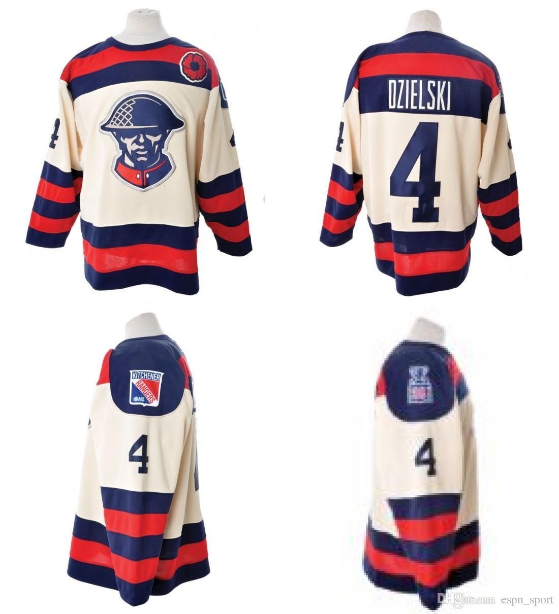 2020 Custom Customize OHL Kitchener Rangers 4 Dzielski Jersey Mens
