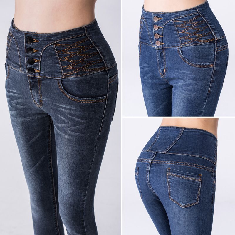 Women High Waist Jean Shorts Rose Embroidery Washed Denim