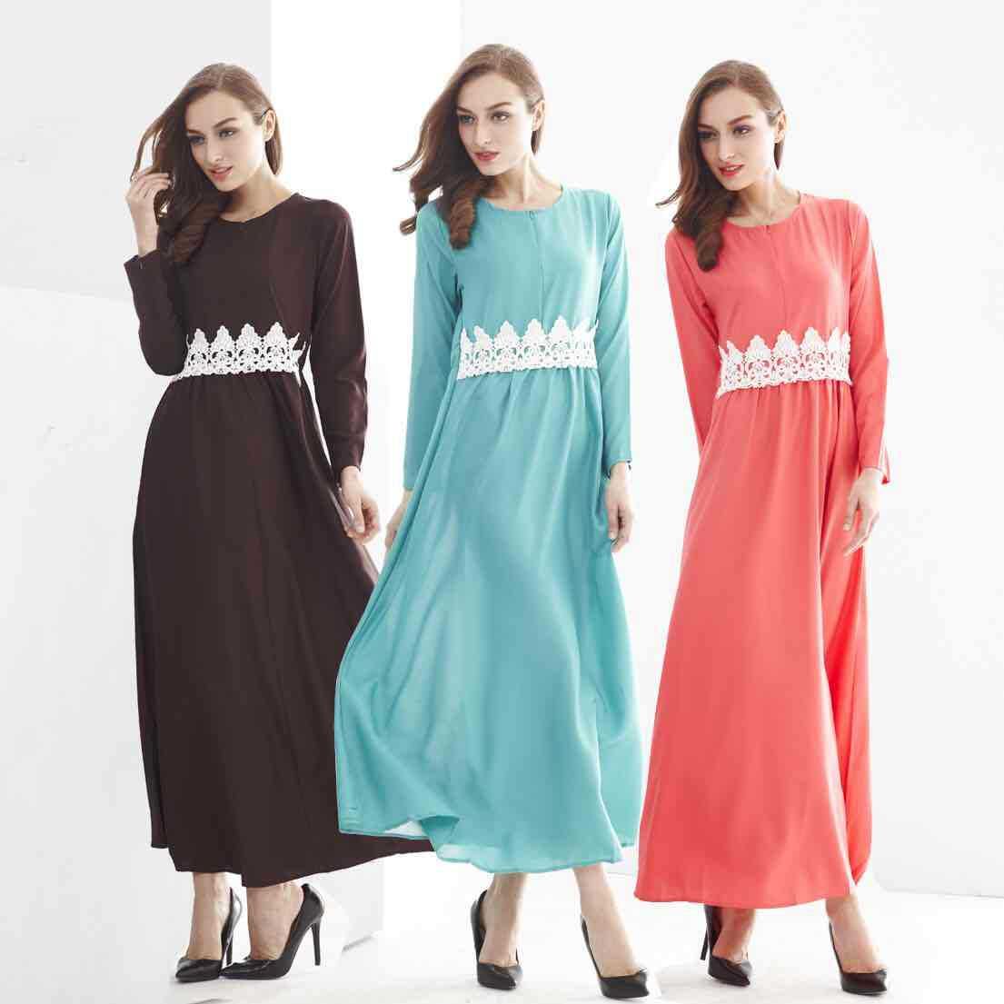 muslim malay suit casual dress long dress lace belt arab women