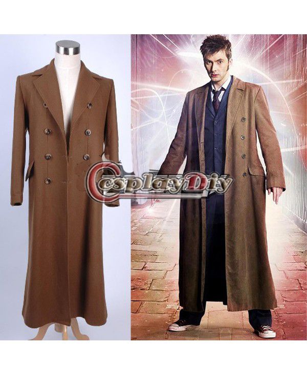 Doctor Who Dr Brown Trench Coat Jacket Cosplay Costume On Winter Outfits Brown Trench Coat