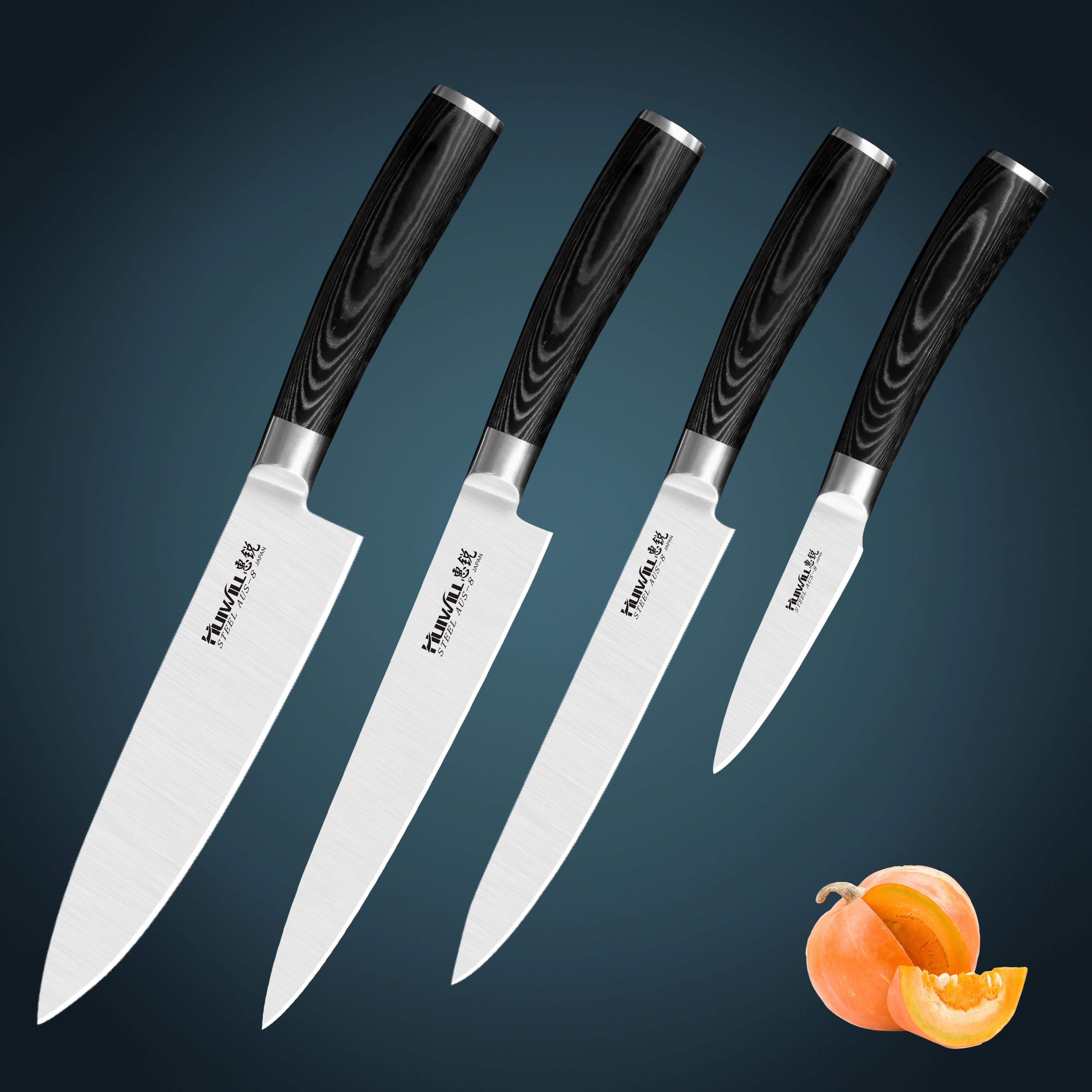 High Quality Japan Aus 8 Stainless Steel Kitchen Knife Set With