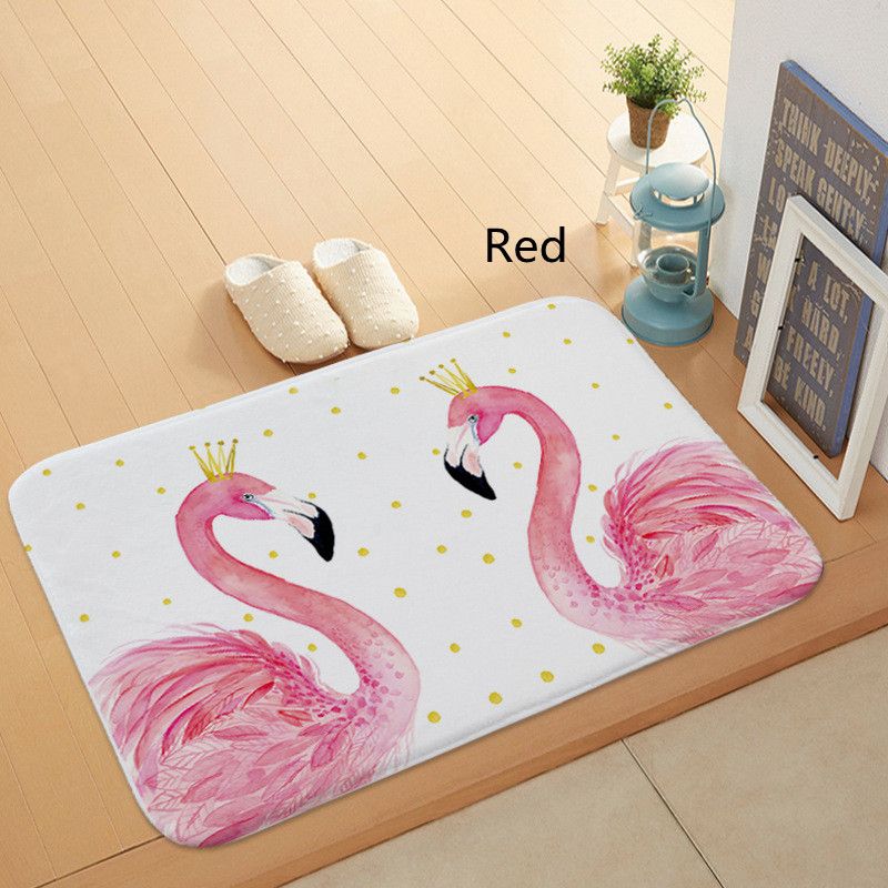 Cute Mat Flamingo Bird Carpet Polyester Rug Swan Non Slip Floor Mat ...