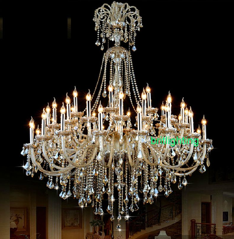 Extra Large Crystal Chandelier Lighting Entryway High Ceiling Chandelier For Hotel Chandelier Crystal Drops Foyer Chandelier French Country Chandelier