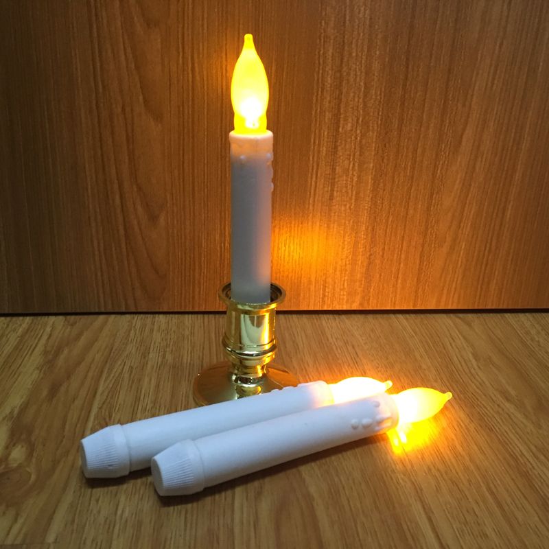 2018 Set Of 12 Battery Operated Taper Candles With Timer 6 Hours On 18 Off Yellow Flickering Flameless Led