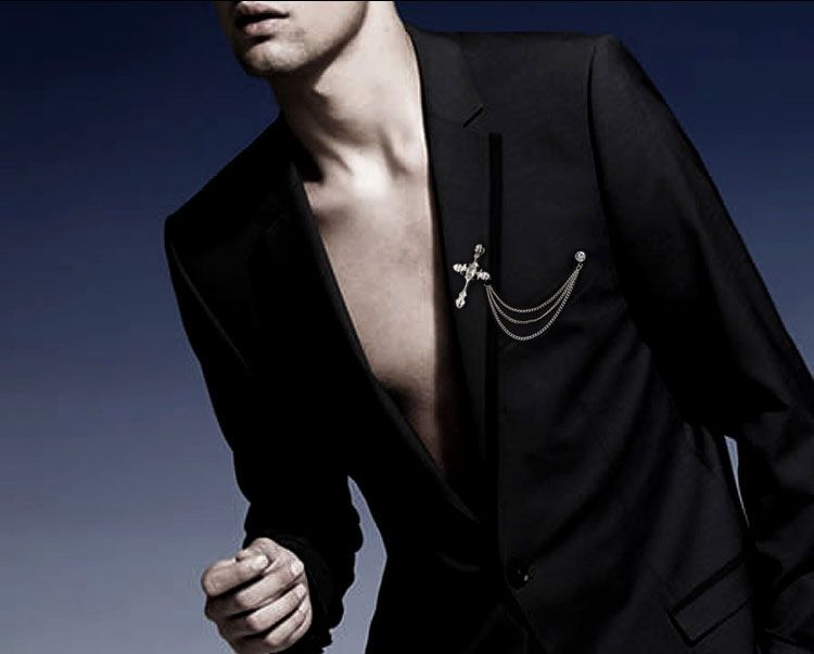 Trendy Brooch Unisex Accessories Chain Lapel Collar Suit Elegant Formal Brooch
