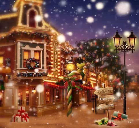 2019 Wholesale Vinyl Backdrop Christmas Night Street Computer Printed Digital Backgrounds Cloth