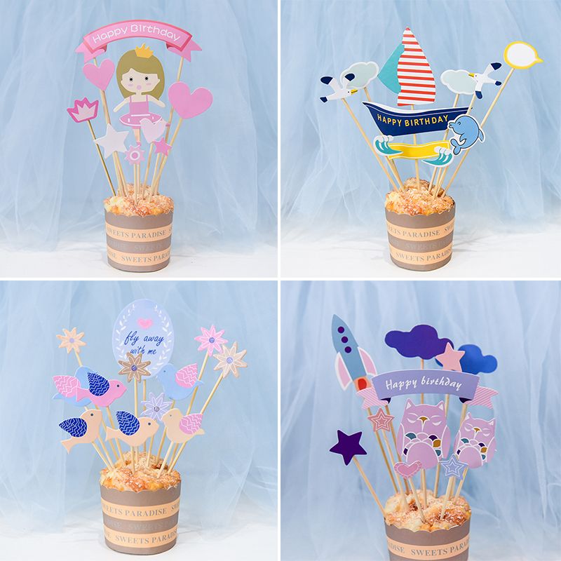 2018 multi shape cartoon cupcake toppers picks 1st birthday party