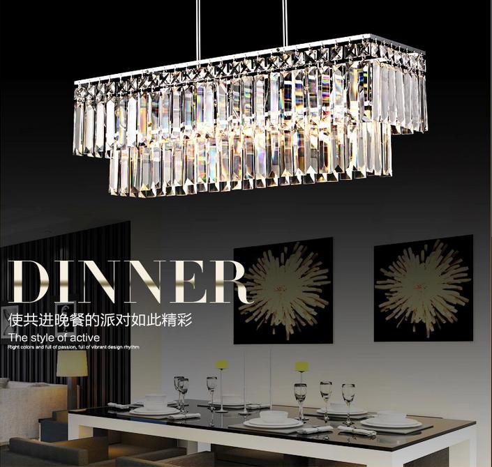 65 19 62cm Rectangle Crystal Pendant Light Polished Chrome Pipe 65 19 62cm Rectangle Crystal Pendant Light Polished Chrome Pipe Erected Ceiling Lamp Restaurant Dining Room Modern Chandelier Lantern