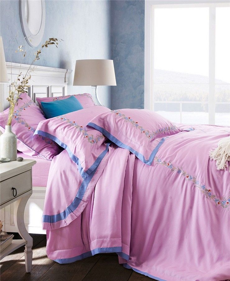 New Arrival Luxury Wedding Bedding Sets 60s Tencel Embroidery Purple New Arrival Luxury Wedding Bedding Sets 60s Tencel Embroidery Purple Sleep Europe Royal Home Collection Comforter