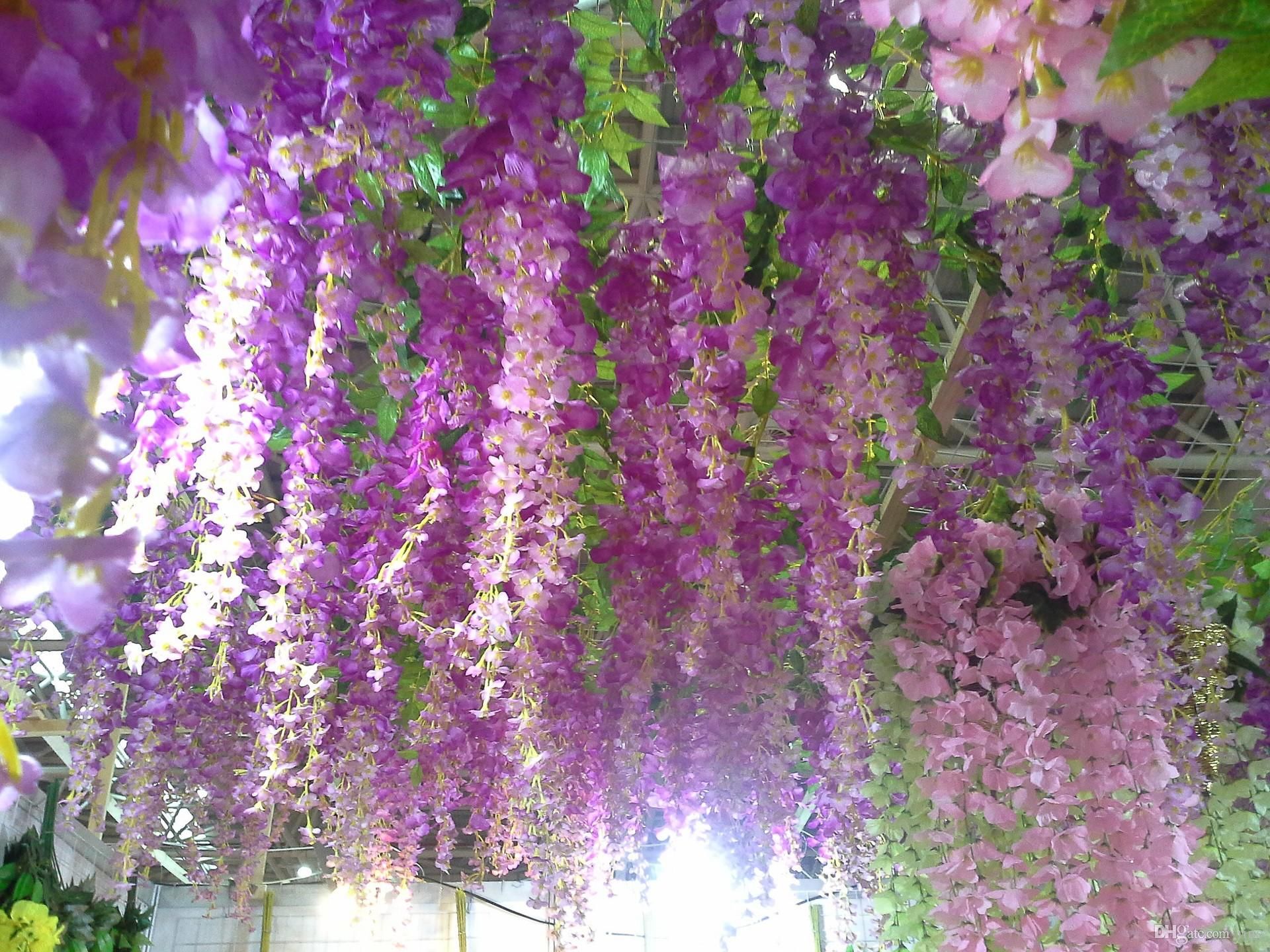Cheap 1.8m Flower Vine Wedding Decoration Color Long Section Of Wall