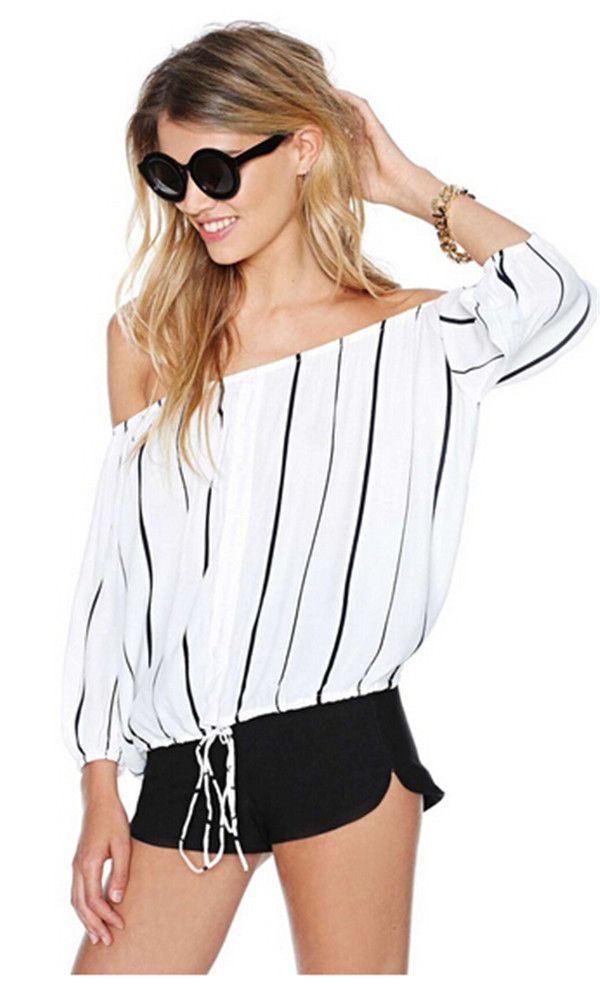 womens black and white stripe shirt