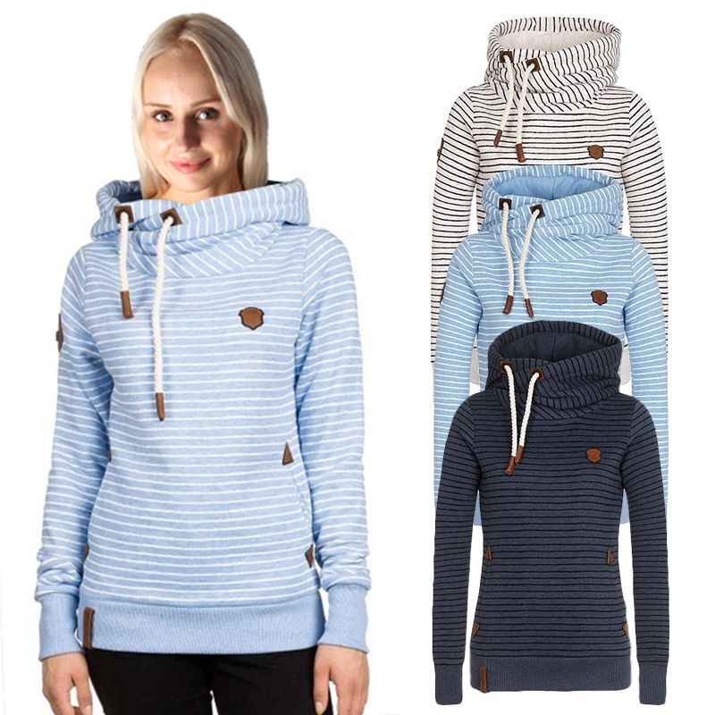 blue and white striped hoodie women's