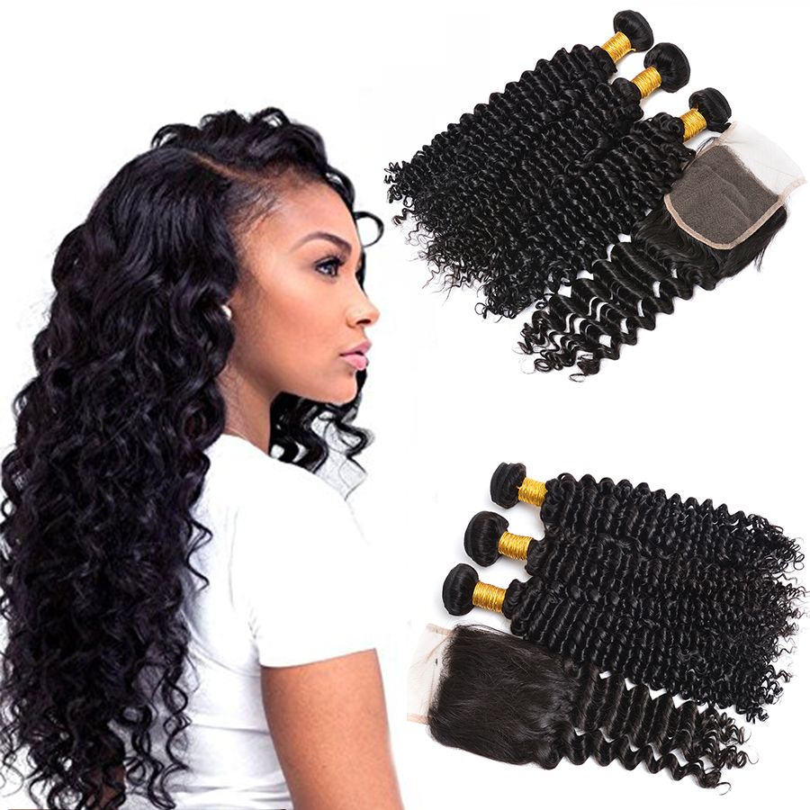 2019 7a Lace Closure With Hair Bundles Brazilian Hair Weave Weft