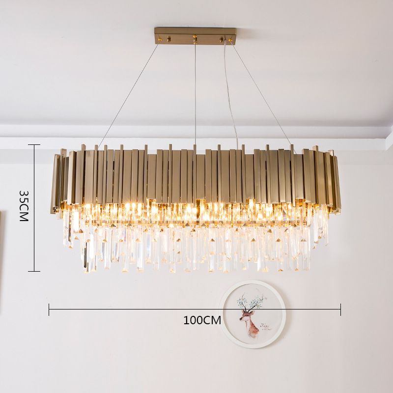 Luxury Post Modern Crystal Pendant Lamp K9 Crystal Stainless Steel Lampshade in Gold Modern Pendant Lighting Round Rectangle Crystal Lights