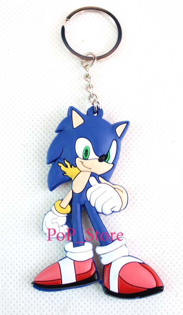 New 20 X Cartoon Popular Sonic Keychain Pvc Key Chains Gift Wholesale