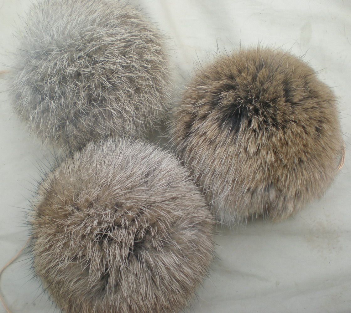 8CM Natural Brown Colour Rabbit Fur Pom Poms Garments Accessories Shoes