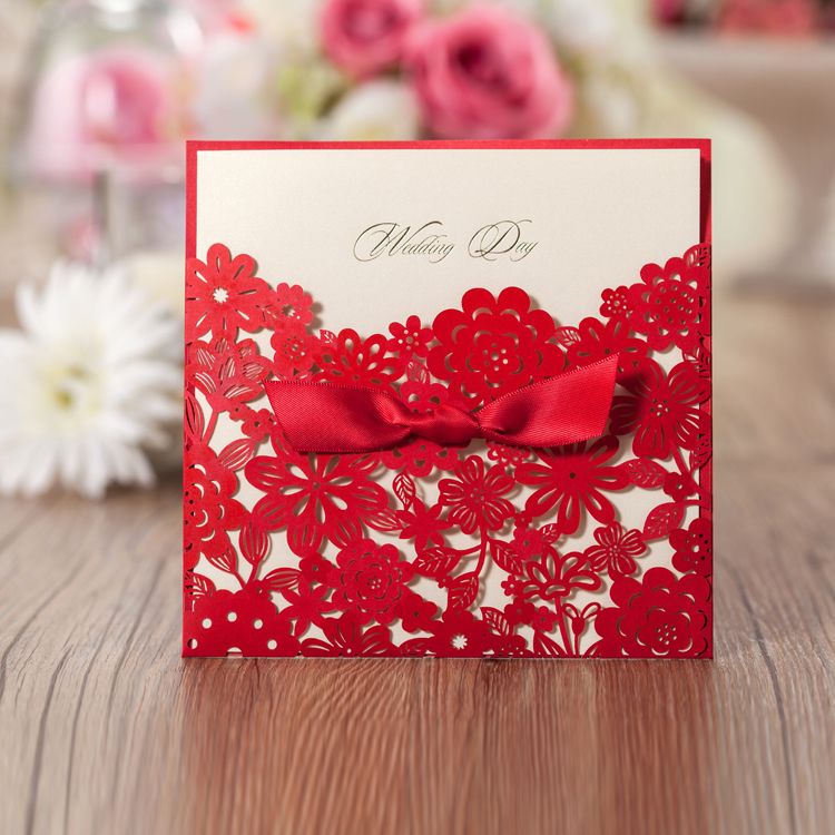 2018 personalized print wedding invitations cards elegant red laser