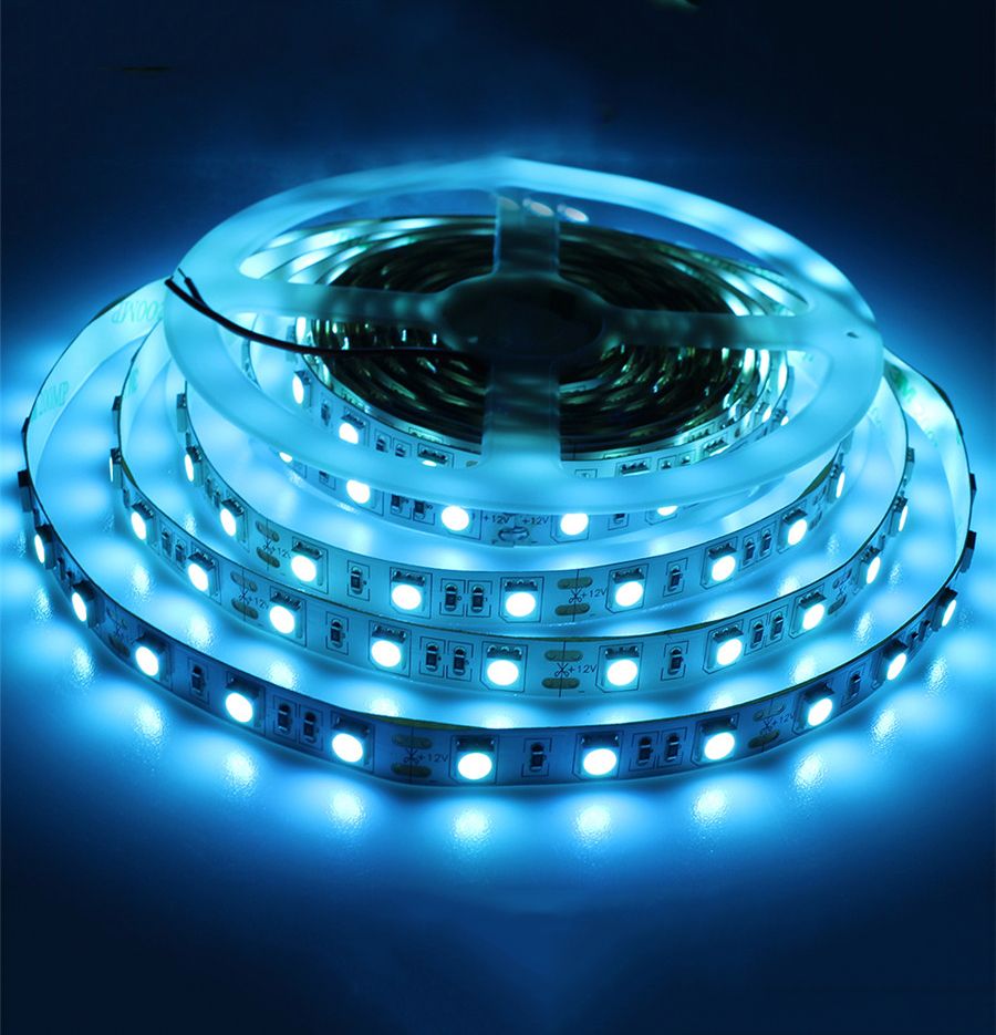 Dc12v 5m 5050 Smd Ice Blue 60leds/M Flexible Led Strip Light Non