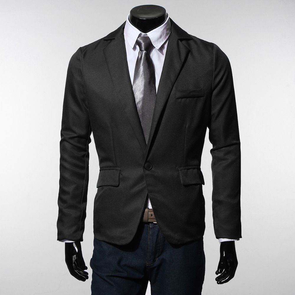 2015 Top Trendy Mens Dress Blazers Outwear Slim Fit Single Button